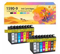 Compatible avec Les Cartouches d'encre pour Epson T1590 T1591 T1592 T1593 T1594 T1597 T1598 T1599 Pack combiné pour imprimante à Jet d'encre Stylus Photo R2000 Conception Haute capacité 2 Set