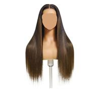 Compatible avec les cheveux cordon Yaki perruque droite châtaigne brun ombré 7x5 dentelle avant perruques humaines pré coupe blanchi sans colle(18inches)