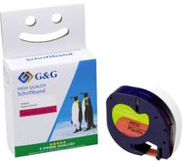 Compatible avec les étiquettes en plastique DYMO 91223 / S0721680 / cassette à ruban noir sur rouge 12mm x 4m - Marque: G & G