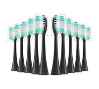 Compatible avec les grandes têtes de brosse de rechange Aquasonic, 10 pièces, poils souples en forme de croissant, nettoyage en profondeur for les brosses à dents de série(Black)
