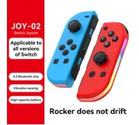 Compatible avec les manettes de jeu gauche et droite Switch avec lumière RVB, vibration de réveil, éGauche bleu, droite rouge