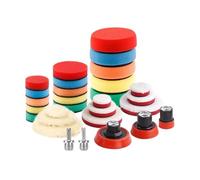 Compatible avec les mini-polisseuses SPTA 29 pièces 30/50/80 mm, tampons éponge en laine, filetage M14/M16 5/8-11, for kit de polissage et de finition for perceuse rotative de voiture(M14 Thread)