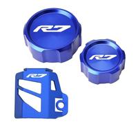 Compatible avec les motos Yamaha YZFR7 YZF R7 YZF-R7 2021-2024 2023 : Couvercle de protection et bouchon de remplissage du réservoir de liquide de frein avant et arrière(Blue Combo(3pcs))
