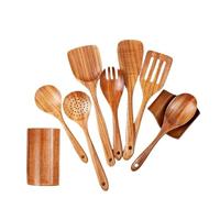 Compatible avec les spatules en bois de teck WXCOO, ustensiles cuisine, spatule à long manche for antiadhésifs(Set 8)
