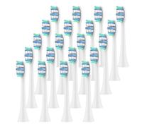 Compatible avec les têtes de brosse à dents à clipser, poils souples for une élimination efficace de la plaque dentaire et un soin doux des gencives(White-20 Pcs)