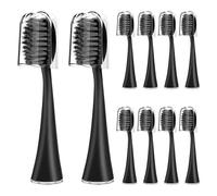 Compatible avec les têtes de brosse à dents de rechange Burst, lot de 10 avec poils en charbon doux et housse(10pcs black)