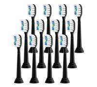 Compatible avec les têtes de brosse à dents rechange for électrique Philips Sonicare, tête Diamond Clean for 4100 5300 6500(Black-12 Pcs)