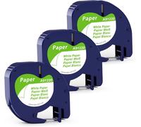 Compatible avec LetraTag Paper Rubans Papier White Ruban 12mmx4 m 91200 S0721510 Compatible avec Recharge Letra Tag Etiquette LT-100H LT-100T 2000 XR XM QX50 Plus,Noir sur Blanc