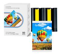 Compatible avec Liene Amber M100/M200/M110/M210 4x6" 80 Papier Photo+2Encre | pour Liene DHP512/DHP513D/HP514/DHP515,pour Sublimation Thermique,Imperméable/Antioxydante/Couleur inaltérable
