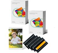 Compatible avec Liene Amber M100/M200/M110/M210 4x6" Papier, 160 Papiers Photo et 4 Cartouches d'encre, 10x15cm Papier pour Amber Imprimante par Sublimation Thermique, Imperméable/Antioxydant