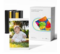 Compatible avec Liene Amber M100/M200/M110/M210 4x6" Papier, 80 Papiers Photo et 2 Cartouches d'encre, 10x15cm Papier pour Amber Imprimante par Sublimation Thermique, Imperméable/Antioxydant