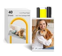 Compatible avec Liene M100 M200 40 feuilles de papier et 1 cartouche | Compatible avec les imprimantes photo Liene Amber M100/M200/M110/M210 de 10,2 x 15,2 cm, uniquement pour les imprimantes