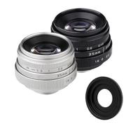 Compatible avec l'objectif à focale Fixe 35 mm F1.6 à Mise au Point Manuelle et Monture à Bague C des Sony E, EOS N1, C-FX, NEX et Micro 4/3 (C-M4/3).(Black,M4/3)