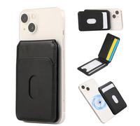 Compatible avec MagSafe, portefeuille magnétique en cuir pour iPhone 12/13/14/15/16/17, design fin à 4 cartes avec béquille et anneau magnétique puissant, noir, Portefeuille