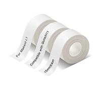 Compatible avec MAKEID L1 Q1 E1 étiqueteuse Ruban d'étiquettes thermique pour étiqueteuse PRT/HPRT Qutie étanche DIY 15 mm x 4 m (3 rouleaux blanc)