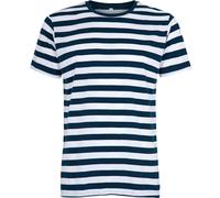 Compatible avec Mantis - T-shirt rétro à rayures pour homme avec look marine, manches courtes col rond, certifié Oeko-Tex 100, coton en conversion, vegan, Bleu marine, S