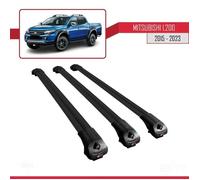 Compatible Avec Mitsubishi L200 V 2015-2023 Ace-1 Barres De Toit Railing Porte-Bagages De Voiture Noir Aluminium 3 Barres