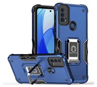 Compatible avec Moto E20 / E30 / E40 Case, Protection des déchets Militaires avec Rotation à 360° Béquille Protection Antichoc Double Couche pour Téléphone (Blu)