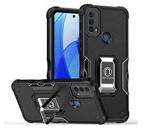 Compatible avec Moto E20 / E30 / E40 Case, Protection des déchets Militaires avec Rotation à 360 ° Béquille Antichoc Housse de Téléphone Double Couche (Siyah)