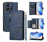 Compatible avec Motorola Moto G56 5G Coque Etui en Cuir ,Compatible avec Motorola Moto G66Y / G66J 5G PB810000JP PB810001JP PB810002JP Flip PU Cuir Zip Portefeuille Etui pour téléphone portable Blue
