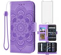 Compatible avec Motorola Moto X4 et Motorola Moto X4 - Protection d'écran en verre trempé - Support de carte - Pour téléphone portable MotoX4 X 4ème génération Android One XT1900-1 - Violet - Pour homme et femme