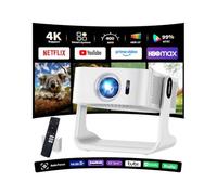 【Compatible avec Netflix & Auto Focus】 Videoprojecteur 4K Ultra HD 1080P Mini Projecteur Video avec WiFi 6 et BT 5.4 et évitement Automatique des Obstacles pour TV Stick/Laptop/PS5/HDMI Blanc