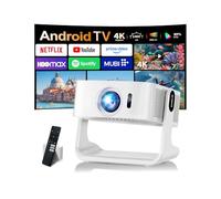 【Compatible avec Netflix & Auto Focus】 Videoprojecteur 4K Ultra HD 1080P Mini Projecteur Video avec WiFi 6 et BT 5.4 et évitement Automatique des Obstacles pour TV Stick/Laptop/PS5/HDMI Blanc