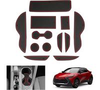 Compatible Avec Nouveau Toyota C-Hr Hybrid 2024 2025 Tapis Antidérapants,Chr 2024 Tapis En Caoutchouc Pour Console Centrale,Porte-Gobelet,Couture De Porte,C-Hr 2024 Accessoires (Rouge)
