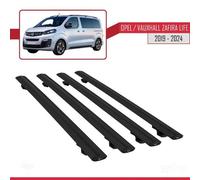 Compatible Avec Opel Zafira Life 2019-2026 Basic Model Barres De Toit Railing Porte-Bagages De Voiture Noir Aluminium 4 Barres