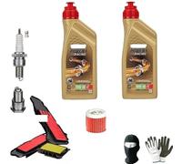 Compatible avec Peugeot Django 125 Service Moteur Complet LUBRIFIANT C-(ASTROL) Power 1 SYNTHÉTIQUE Racing 10W40 Super ACCÉLÉRATION Filtre À Huile+Filtre À AIR+Bougie D'ALLUMAGE