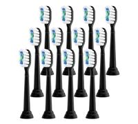 Compatible Avec Philips Sonicare, Têtes De Brosse À Dents De Rechange For Brosse À Dents Électrique, Tête De Brosse Diamond Clean For 4100, 5300 Et 6500(Black-12 Pcs)
