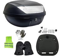 Compatible avec Piaggio MP3 LT 400 Top Case 52 litres SIFAM Complet avec Plaque+POIGNEE+KIT DE Montage Coffre pour Moto Scooter Support pour 2 Casques Noir Mat