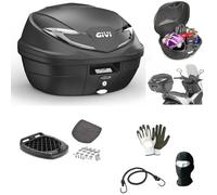 Compatible avec Piaggio Vespa 125 T5 MA a.e. Coffre Top Case B360NT2 Tech Valise DE 39 litres+KIT DE Fixation pour Porte-Bagages ARRIÈRE DE Moto/Scooter+Plaque pour 2 Casques