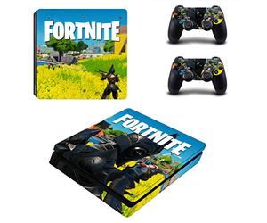 Compatible avec PlayStation 4 Slim Fortnite Sniper Console Skin, Décal, Vinyle, Autocollant, Façade - Console et 2 manettes - Housse de protection pour PS4 Slim