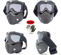 Compatible avec Premier Masque VISIÈRE pour Casque Jet, INTÉGRAL, MODULAIRE, Cross pour Moto, Scooter, Motocross, Ski, Paintball avec Verres FUMÉ SÉPARABLES du Menton PERFORÉ Noir