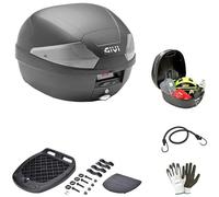 Compatible avec Quadro 350S B29NT2 Valise Tech Top Case+Plaque GIVI pour 1 Casque INTÉGRAL OU Jet Inserts Transparents Moto Scooter avec Porte-Bagages ARRIÈRE