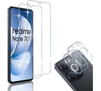Compatible Avec Realme Note 70t Protection Écran, 2 Pièces Verre Trempé [3d Couverture Complète]+ 2 Pièces Caméra Protecteur, 9h Dureté Hd Sans Bulles Anti-Rayure Protection Décran