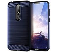 Compatible avec/remplacement pour Nokia 6.1 Plus Coque arrière ultra fine TPU Bumper SSDTXW (Bleu)