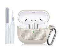 Compatible avec Samsung Galaxy Buds 3 Pro Coque de Protection/Galaxy Buds 3 Coque de Protection Fine et légère en Silicone Souple antidérapant avec Mousqueton (Blanc cassé)