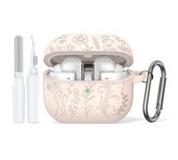 Compatible avec Samsung Galaxy Buds 3 Pro/Galaxy Buds 3, Coque de Protection en Silicone Souple antidérapant, Motif Violet, Porte-clés avec Stylo de Nettoyage (Blanc cassé)