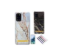 Compatible avec Samsung Galaxy S20 Plus - Coque de protection noire effet marbre