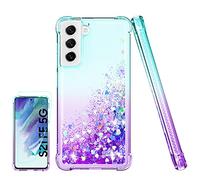 Compatible avec Samsung Galaxy S21 FE 5G Coque, (Indestructible Résistance aux chocs) Coque de téléphone transparente liquide avec paillettes en silicone TPU Coque pour filles Femme, Coque pour