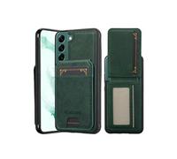 Compatible Avec Samsung Galaxy S21 FE Cas 2 Dans 1 Détachable Blindage RFID Cadre Photo A Fente Etui Portefeuille GANGXUN Vert