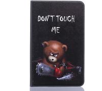 Compatible Avec Samsung Galaxy Tab A6 10.1 T580/T585 Noir Coque Motif Animaux Ours Brun Don't Touch Me Pochette Garçon Housse En Cuir Pu Anti Choc Protection Rigide Tablette Accessoires