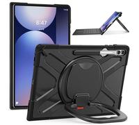 Compatible avec Samsung Galaxy Tab S10 Ultra/S9 Ultra/S8 Ultra 14,6", coque intégrale résistante aux chocs avec poignée rotative à 360°, compatible avec clavier type Cover
