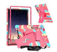Compatible avec Samsung Galaxy Tab S9 FE Plus SM-X610/SM-X616 12,5", coque de protection robuste antichoc avec support intégré + bandoulière, étui pour tablette en TPU résistant aux chutes, rouge