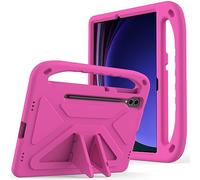 Compatible avec Samsung Galaxy Tab S9 FE Plus SM-X610/SM-X616 31,5 cm pour enfants, coque de protection légère en EVA résistante aux chocs avec poignée et bandoulière - Rose rouge