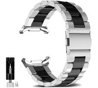 Compatible avec Samsung Galaxy Watch 8 40 mm, 44 mm, 8 Classic 46 mm 2025, Galaxy Watch 8 Classic Bracelet en métal pour femme et homme, en acier inoxydable argenté/noir