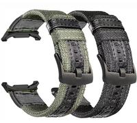 Compatible avec Samsung Galaxy Watch Ultra 47 mm 2025/2024 - Bracelet de rechange en nylon durable pour Galaxy Watch 8 7 Ultra 47 mm - Femmes et hommes - Noir + vert
