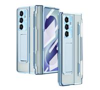 Compatible avec Samsung Galaxy Z Fold 8 - Coque de protection intégrale robuste avec protecteur d'écran, béquille, porte-stylo et chargement sans fil - Coque fine antichoc en polycarbonate - Bleu